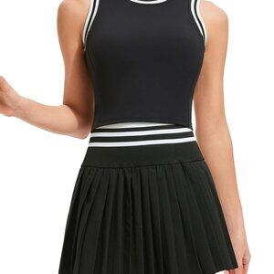 Stylish High Waisted Mini Tennis Skirt Set for Active Women - Size XS Black